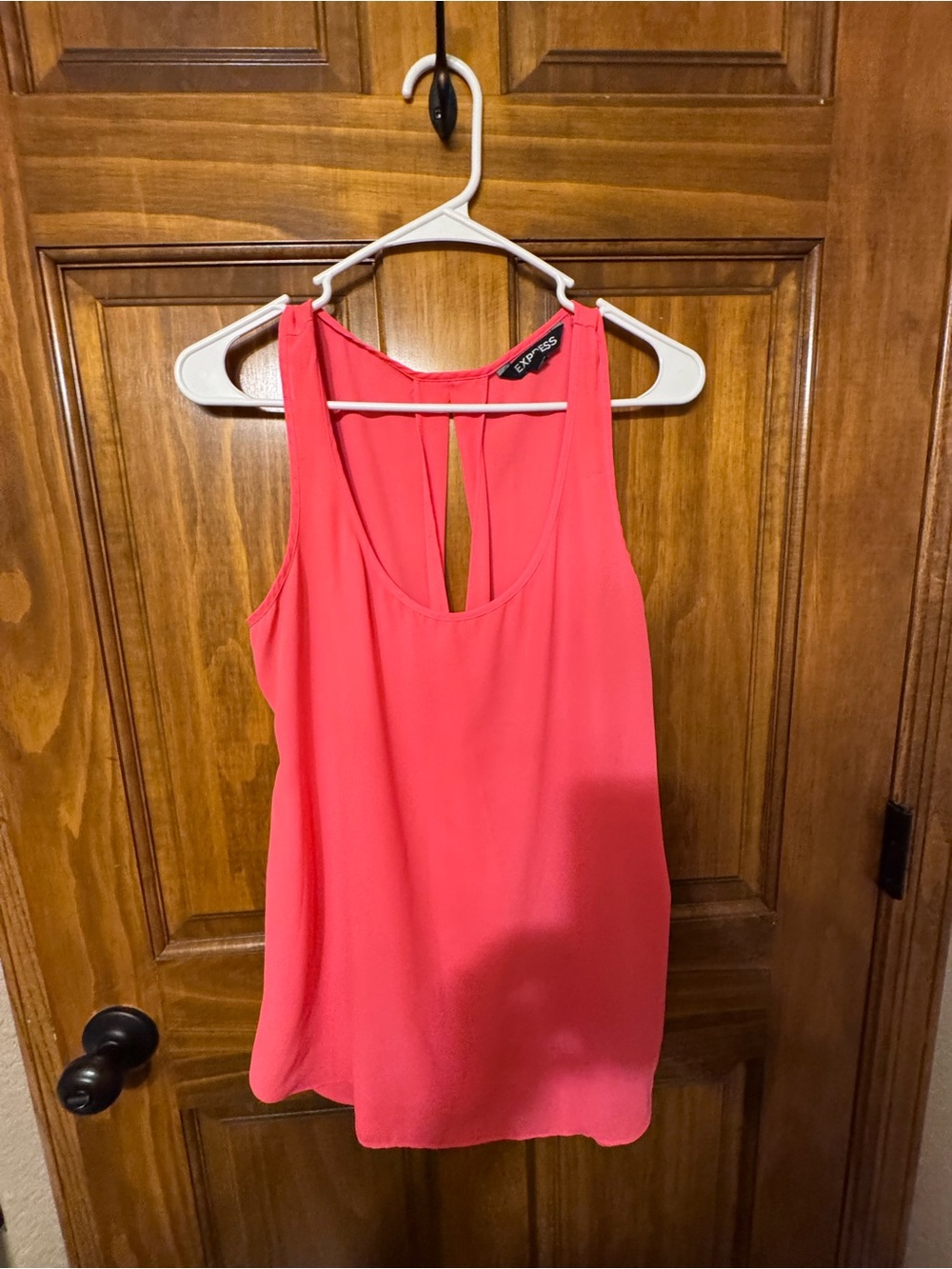Express Coral Pink Sleeveless Keyhole Tank Top